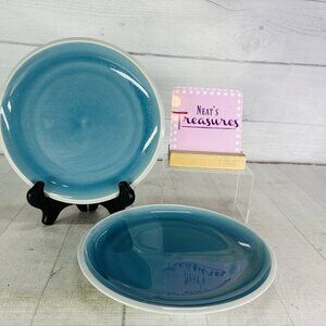 Project 62 Target PORTEL TEAL Crackled Teal Stoneware Salad Lunch Plates Set 2